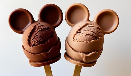 Zwei Mal Schoko-Eis am Stiel in Mausform